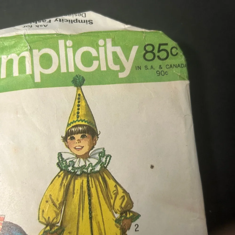 Vintage 70's Simplicity 9051 Clown Costume Pattern Adult Medium Kids Multi-Size
